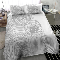 Personalised Samoa White Sunday Bedding Set Manuia le Aso Sa o Tamaiti Polynesian Plumeria - Wonder Print Shop