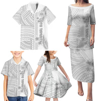 Personalised Samoa White Sunday Family Matching Puletasi Dress and Hawaiian Shirt Manuia le Aso Sa o Tamaiti Polynesian Plumeria - Wonder Print Shop