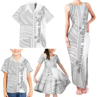 Personalised Samoa White Sunday Family Matching Tank Maxi Dress and Hawaiian Shirt Manuia le Aso Sa o Tamaiti Polynesian Plumeria - Wonder Print Shop