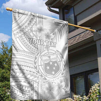 Personalised Samoa White Sunday Garden Flag Manuia le Aso Sa o Tamaiti Polynesian Plumeria - Wonder Print Shop