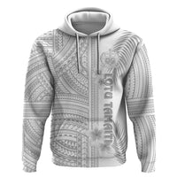 Personalised Samoa White Sunday Hoodie Manuia le Aso Sa o Tamaiti Polynesian Plumeria - Wonder Print Shop