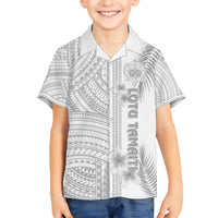 Personalised Samoa White Sunday Kid Hawaiian Shirt Manuia le Aso Sa o Tamaiti Polynesian Plumeria - Wonder Print Shop