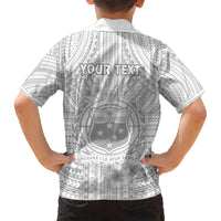 Personalised Samoa White Sunday Kid Hawaiian Shirt Manuia le Aso Sa o Tamaiti Polynesian Plumeria - Wonder Print Shop