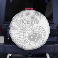 Personalised Samoa White Sunday Spare Tire Cover Manuia le Aso Sa o Tamaiti Polynesian Plumeria - Wonder Print Shop