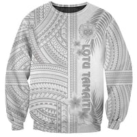 Personalised Samoa White Sunday Sweatshirt Manuia le Aso Sa o Tamaiti Polynesian Plumeria - Wonder Print Shop