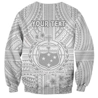 Personalised Samoa White Sunday Sweatshirt Manuia le Aso Sa o Tamaiti Polynesian Plumeria - Wonder Print Shop