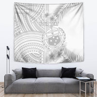 Personalised Samoa White Sunday Tapestry Manuia le Aso Sa o Tamaiti Polynesian Plumeria - Wonder Print Shop
