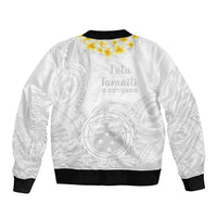 Samoa White Sunday Bomber Jacket Lotu Tamaiti 2023 With Coat Of Arms - Wonder Print Shop