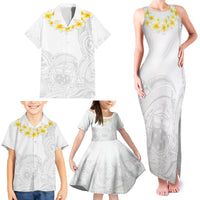Samoa White Sunday Family Matching Tank Maxi Dress and Hawaiian Shirt Lotu Tamaiti 2023 With Coat Of Arms - Wonder Print Shop