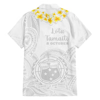 Samoa White Sunday Family Matching Tank Maxi Dress and Hawaiian Shirt Lotu Tamaiti 2023 With Coat Of Arms - Wonder Print Shop