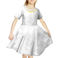 Samoa White Sunday Kid Short Sleeve Dress Lotu Tamaiti 2023 With Coat Of Arms - Wonder Print Shop