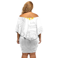 Samoa White Sunday Off Shoulder Short Dress Lotu Tamaiti 2023 With Coat Of Arms - Wonder Print Shop