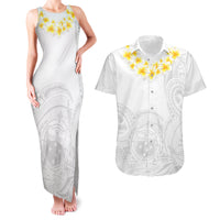 Personalised Samoa White Sunday Couples Matching Tank Maxi Dress and Hawaiian Shirt Lotu Tamaiti 2023 With Coat Of Arms - Wonder Print Shop