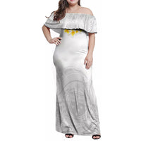 Personalised Samoa White Sunday Family Matching Off Shoulder Maxi Dress and Hawaiian Shirt Lotu Tamaiti 2023 With Coat Of Arms - Wonder Print Shop