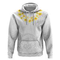 Personalised Samoa White Sunday Hoodie Lotu Tamaiti 2023 With Coat Of Arms - Wonder Print Shop