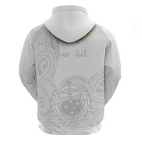 Personalised Samoa White Sunday Hoodie Lotu Tamaiti 2023 With Coat Of Arms - Wonder Print Shop
