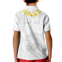 Personalised Samoa White Sunday Kid Polo Shirt Lotu Tamaiti 2023 With Coat Of Arms - Wonder Print Shop
