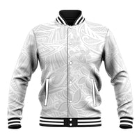 Polynesia White Sunday Baseball Jacket Polynesian Pattern With Tropical Flowers - Wonder Print Shop