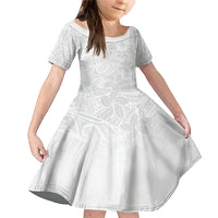 Polynesia White Sunday Family Matching Mermaid Dress and Hawaiian Shirt Polynesian Pattern With Tropical Flowers - Wonder Print Shop