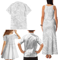 Polynesia White Sunday Family Matching Tank Maxi Dress and Hawaiian Shirt Polynesian Pattern With Tropical Flowers - Wonder Print Shop