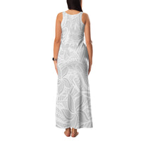 Polynesia White Sunday Family Matching Tank Maxi Dress and Hawaiian Shirt Polynesian Pattern With Tropical Flowers - Wonder Print Shop