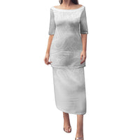 Polynesia White Sunday Puletasi Polynesian Pattern With Tropical Flowers - Wonder Print Shop