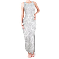 Polynesia White Sunday Tank Maxi Dress Polynesian Pattern With Tropical Flowers - Wonder Print Shop