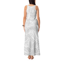 Polynesia White Sunday Tank Maxi Dress Polynesian Pattern With Tropical Flowers - Wonder Print Shop