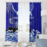 Personalised American Samoa Fautasi Race Window Curtain Eagle With Polynesian Pattern - Wonder Print Shop