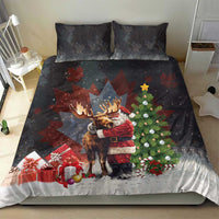 Christmas Canada Bedding Set Merry Moose-Mas Santa Hugging A Moose - Wonder Print Shop