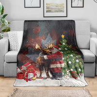 Christmas Canada Blanket Merry Moose-Mas Santa Hugging A Moose