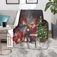 Christmas Canada Blanket Merry Moose-Mas Santa Hugging A Moose