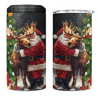 Christmas Canada 4 in 1 Can Cooler Tumbler Merry Moose-Mas Santa Hugging A Moose - Wonder Print Shop