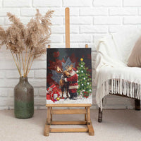 Christmas Canada Canvas Wall Art Merry Moose-Mas Santa Hugging A Moose - Wonder Print Shop