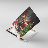 Christmas Canada Canvas Wall Art Merry Moose-Mas Santa Hugging A Moose - Wonder Print Shop