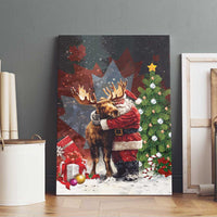 Christmas Canada Canvas Wall Art Merry Moose-Mas Santa Hugging A Moose - Wonder Print Shop