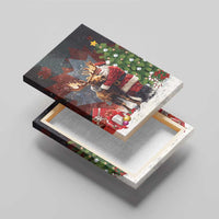 Christmas Canada Canvas Wall Art Merry Moose-Mas Santa Hugging A Moose - Wonder Print Shop