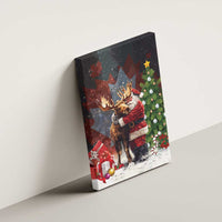 Christmas Canada Canvas Wall Art Merry Moose-Mas Santa Hugging A Moose - Wonder Print Shop