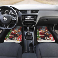 Christmas Canada Car Mats Merry Moose-Mas Santa Hugging A Moose - Wonder Print Shop