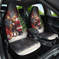 Christmas Canada Car Seat Cover Merry Moose-Mas Santa Hugging A Moose - Wonder Print Shop