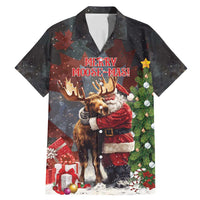 Christmas Canada Family Matching Mermaid Dress and Hawaiian Shirt Merry Moose-Mas Santa Hugging A Moose - Wonder Print Shop