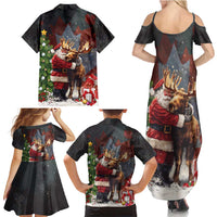Christmas Canada Family Matching Summer Maxi Dress and Hawaiian Shirt Merry Moose-Mas Santa Hugging A Moose - Wonder Print Shop