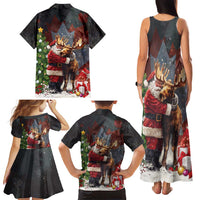 Christmas Canada Family Matching Tank Maxi Dress and Hawaiian Shirt Merry Moose-Mas Santa Hugging A Moose - Wonder Print Shop