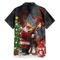Christmas Canada Family Matching Tank Maxi Dress and Hawaiian Shirt Merry Moose-Mas Santa Hugging A Moose - Wonder Print Shop
