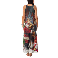 Christmas Canada Family Matching Tank Maxi Dress and Hawaiian Shirt Merry Moose-Mas Santa Hugging A Moose - Wonder Print Shop