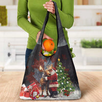 Christmas Canada Grocery Bag Merry Moose-Mas Santa Hugging A Moose