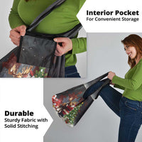 Christmas Canada Grocery Bag Merry Moose-Mas Santa Hugging A Moose