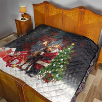 Christmas Canada Quilt Merry Moose-Mas Santa Hugging A Moose - Wonder Print Shop