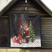 Christmas Canada Quilt Merry Moose-Mas Santa Hugging A Moose - Wonder Print Shop