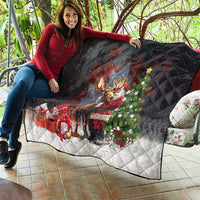 Christmas Canada Quilt Merry Moose-Mas Santa Hugging A Moose - Wonder Print Shop